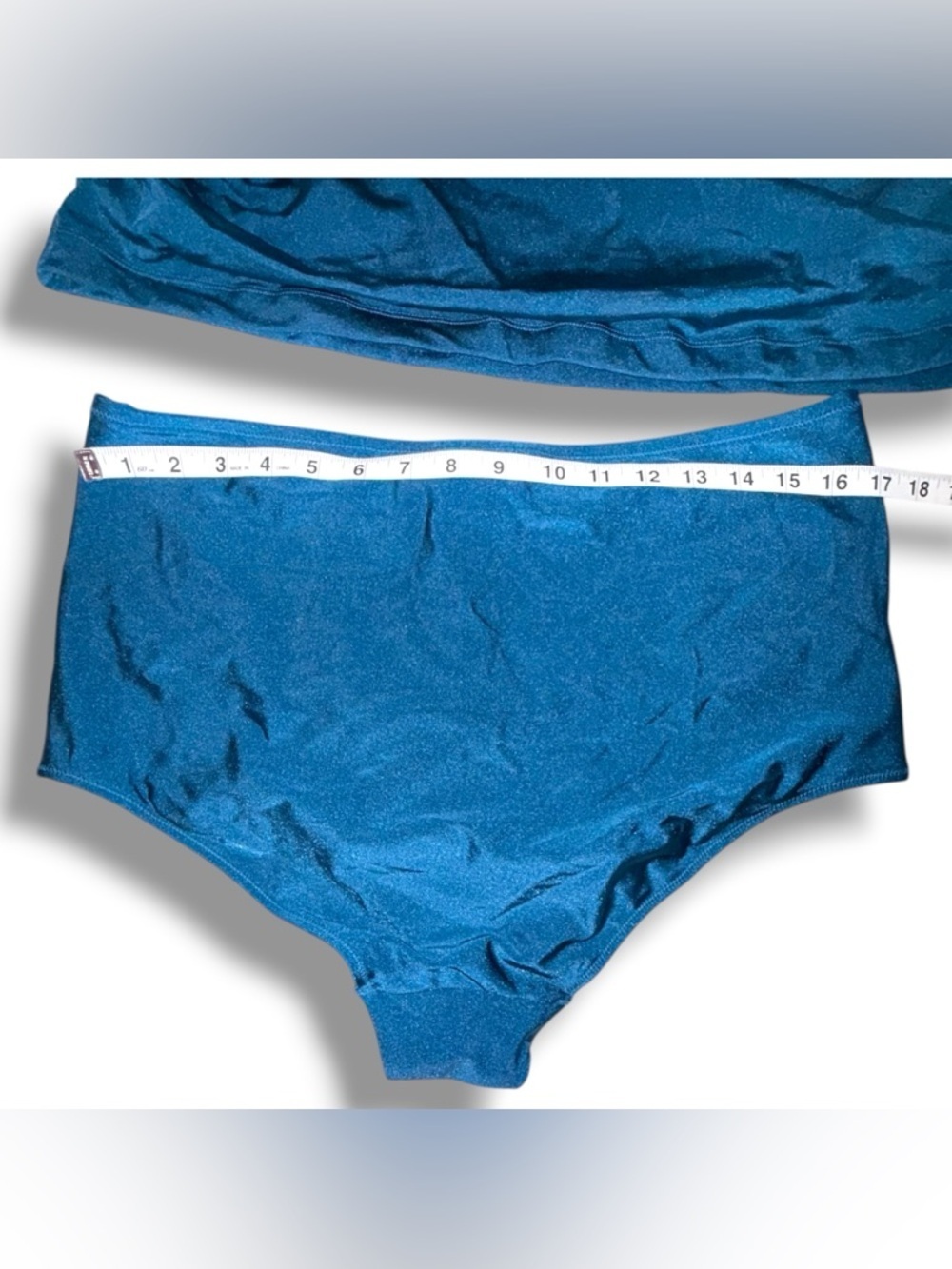 City Chic Azores Underwire Tankini & High-Waisted Bikini Brief Poseiden Blue 16W - Picture 11 of 12